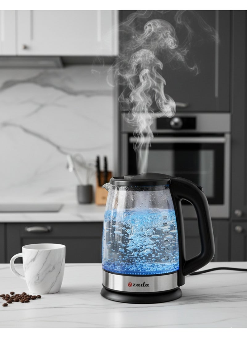 زادا غلاية مياه زجاجية من زادا - 2.2 لتر - 1500 وات - إضاءة LED زرقاء - ZKT-320 - Image 2